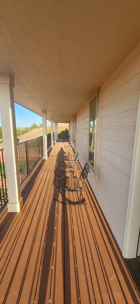 The upstairs balcony walkway