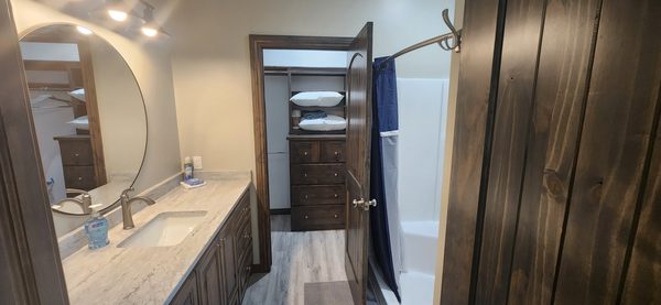 Vanity and shower