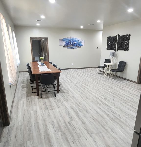 Dining table and open floor