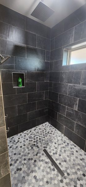 Tiled walk-in shower